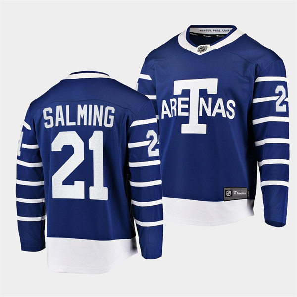 Mens Toronto Maple Leafs Retired Player #21 Borje Salming adidas Blue Third Player Jersey
